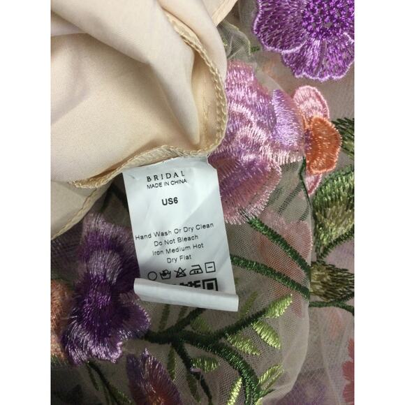 AW BRIDAL 6 S cream Dawn floral embroidered party homecoming mini dress NEW 0b3 - Picture 8 of 8